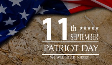 Gerçekçi Amerikan bayrağıyla 9.11 anma pankartı gerçekçi Amerikan bayrağı. Yüksek kalite fotoğraf