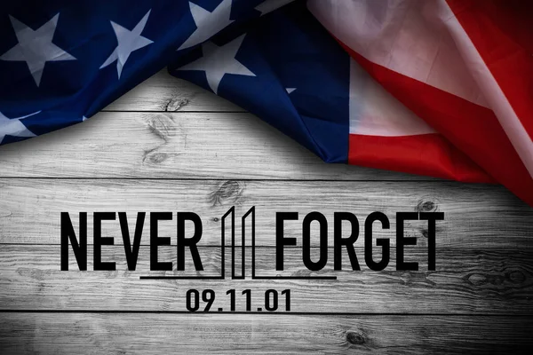 Text Never Forget United States Flag High Quality Photo — Foto Stock