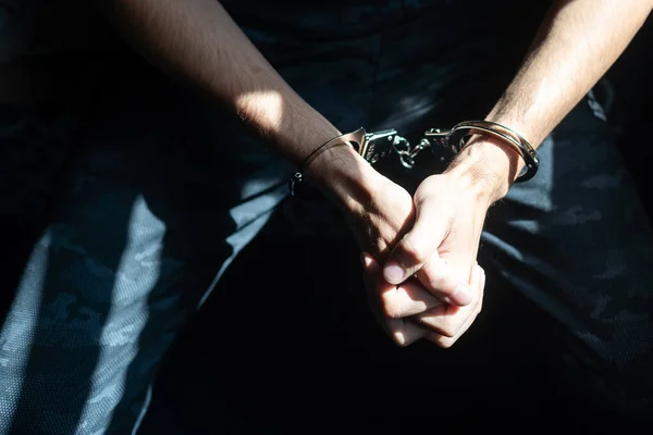 Prisoner Concept Handcuffed Hands Prisoner Prison Male Prisoners Were Severely — Stockfoto