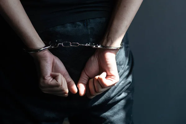 Prisoner Concept Handcuffed Hands Prisoner Prison Male Prisoners Were Severely — Stock Photo, Image