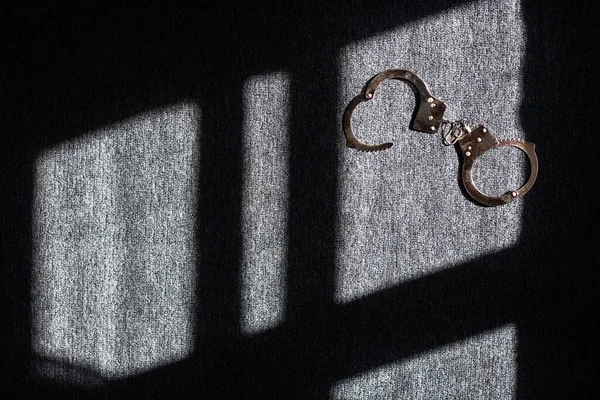 Classic Chain Handcuffs Black Background — 스톡 사진