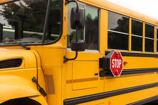 Front Part Yellow School Bus Children Educational Transport — стоковое фото