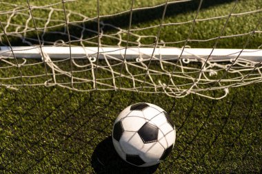 deri futbol topu yeşil çimenlerin üzerinde görmek