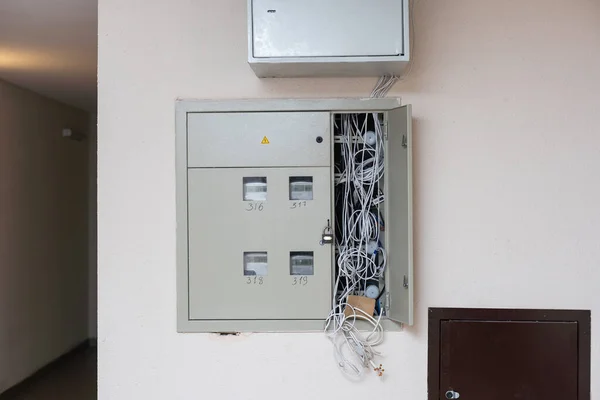 Installation Electric Home Shield Carried Out Flexible Copper Wire — Stock Fotó