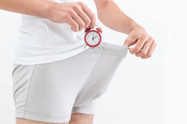 Erection Potency Alarm Clock Hand Man Trunks Underwear Time Mens — Stockfoto