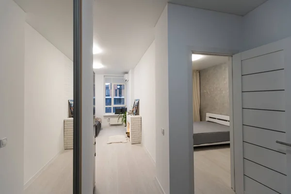 Couloir Vide Blanc Pour Bureau Chambre Intérieur Des Appartements Modernes — Photo