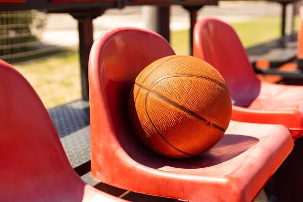 Basketball Leather Ball Court Background — Stock Photo, Image