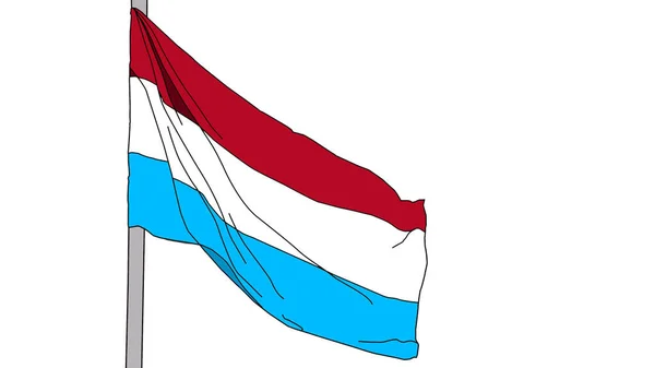 Luxemburgse Vlag Geïsoleerd Witte Achtergrond Met Knippad Sluit Zwaaiende Vlag — Stockfoto