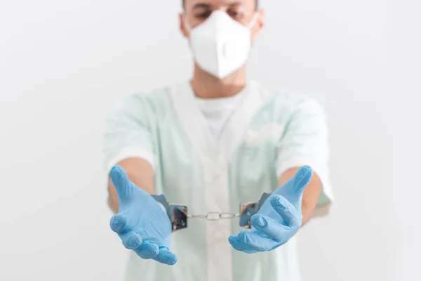 Corona Virus Prevention Face Masks Home Hands Handcuffs Medical Respiratory — Fotografia de Stock