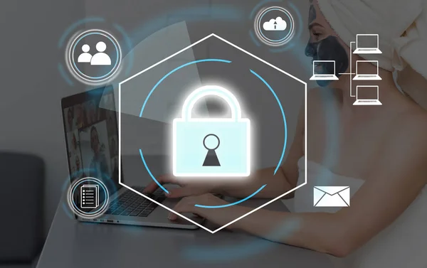 Konzepte Für Cybersicherheit Und Datenschutz Zum Schutz Von Daten Lock — Stockfoto