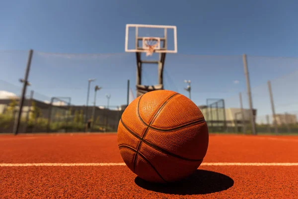 Basketball Leather Ball Court Background — Zdjęcie stockowe