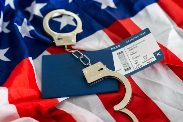 Handcuffs Passport Flag Usa — Stock Fotó