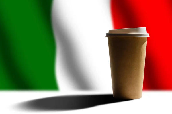 Café Italiano Copa Con Bandera Italiana — Foto de Stock