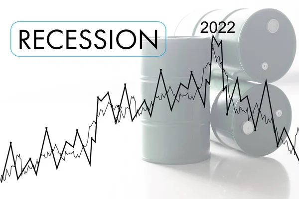 Crisis 2022. Quarterly or annual report of companies. Economic recession on the chart. Chart arrow pointing down against falling chart