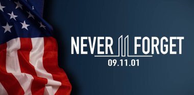 Birleşik Devletler bayrağı taşıyan 9-11 mesajını asla unutma. Yüksek kalite fotoğraf