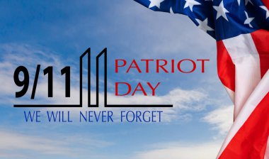 patriot day illustration. We will newer forget 9 11 patriotic illustration with american flag. High quality photo