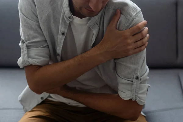 Shoulder Pain Mans Shoulder Hurts Band Aid —  Fotos de Stock