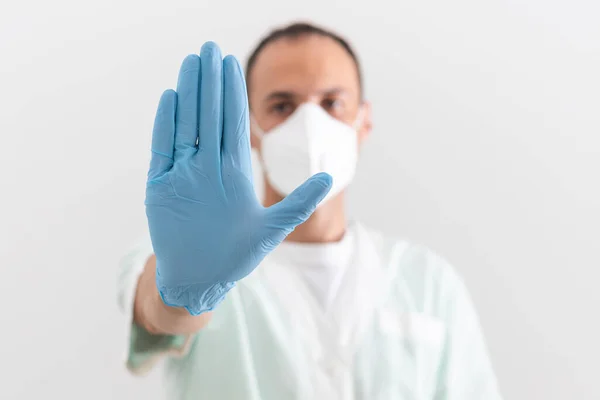 Man Doctor Medic Protective Respirator Face Mask — Stockfoto