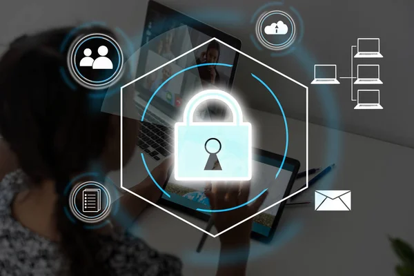 Personal Data Protection Act Pdpa Concept Businessmen Use Phone Fingerprint — Stockfoto