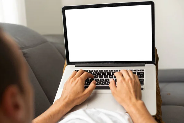 Cropped Image Young Man Working His Laptop Rear View Business — Stockfoto