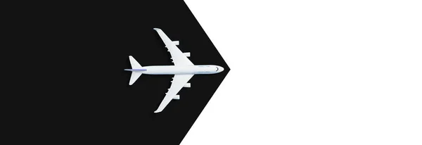 Flat Lay Miniature Toy Airplane Black Background High Quality Photo — Zdjęcie stockowe