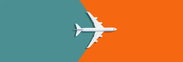 Flat Lay Design Travel Concept Plane Orange Background Copy Space — 图库照片