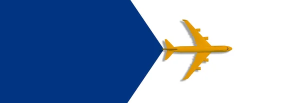Flaches Design Des Reisekonzepts Mit Flugzeug Auf Blauem Hintergrund Mit — Stockfoto