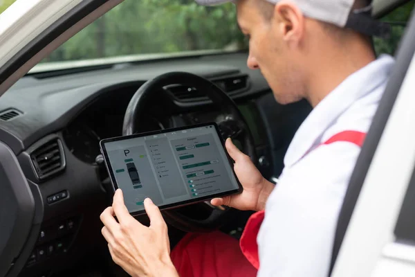 Servicio Del Coche Reparación Tecnología Mantenimiento Concepto Gente Hombre Mecánico —  Fotos de Stock