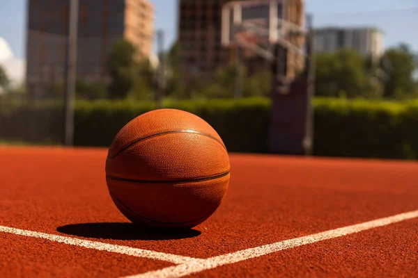 Basketball Leather Ball Court Background — Zdjęcie stockowe