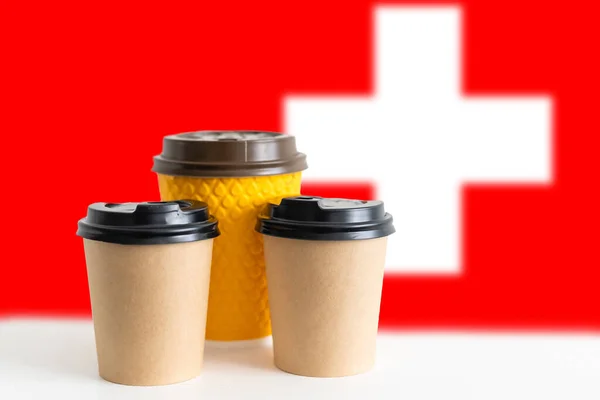 Cups Coffee Flag Switzerland — Stockfoto