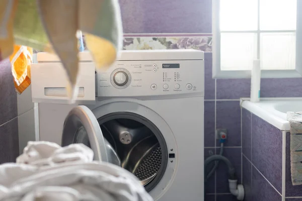 Washing Machine Broken Bathroom — стоковое фото