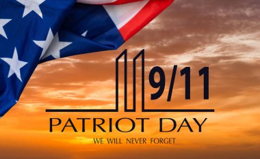 September 11, patriot day background. United states flag poster. Modern design illustration. High quality photo