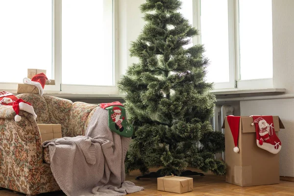 Socks Christmas Tree Preparing Christmas — Zdjęcie stockowe