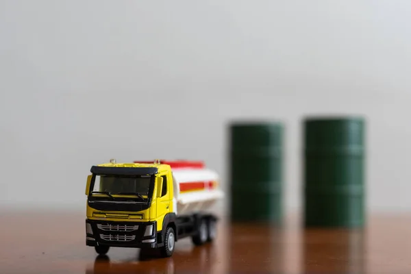 toy barrels and truck, miniature.