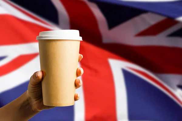 Tazza Caffè Con Bandiera Della Gran Bretagna — Foto Stock