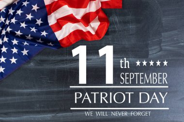 patriot day illustration. We will newer forget 9 11 patriotic illustration with american flag. High quality photo