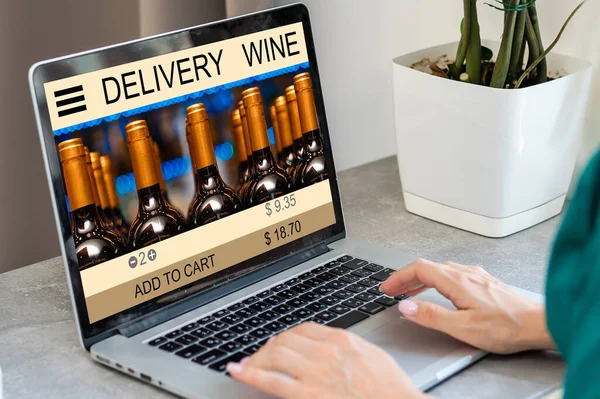 Wine Online Home Delivery Luxury Internet Store — Foto de Stock
