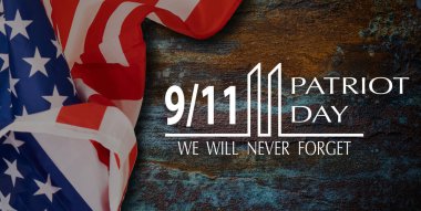 patriot day illustration. We will newer forget 9 11 patriotic illustration with american flag. High quality photo