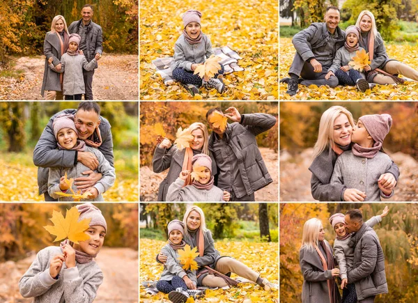 Collage Children Autumn Selective Focus High Quality Photo — Stockfoto