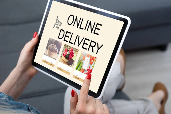 Concept Online Sopping Boxes Shopping Bag Tablet Online Shopping Screen — Stockfoto