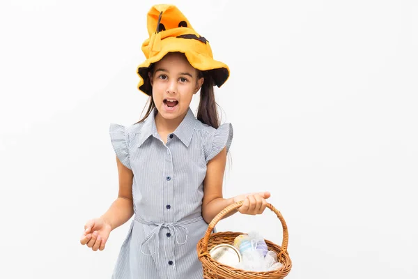 Halloween Niña Sombrero Bruja — Foto de Stock