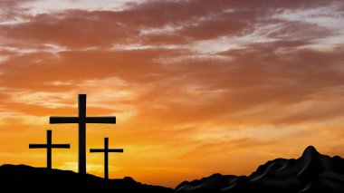 Çarmıha gerilme ve İsa 'nın Gündoğumunda Dirilişi. Yüksek kalite fotoğraf