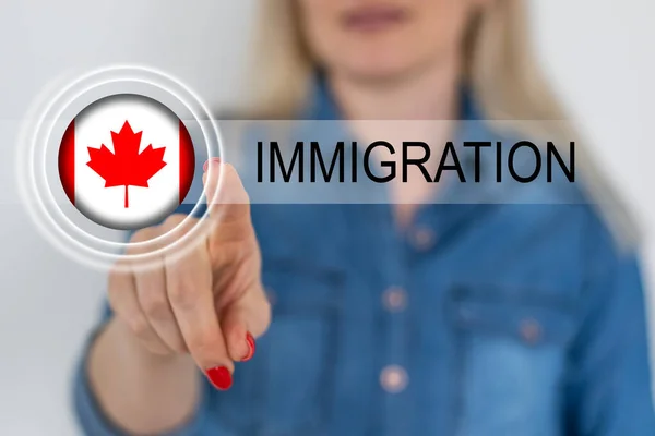 flag of canada and inscription immigration.