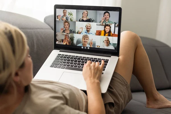 Video Conferencing Webinar Meeting. Watching Online On Multiple Screens
