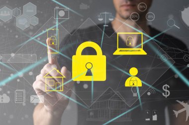 Concept of cyber security, information security and encryption, secure access to users personal information, secure Internet access, cybersecurity.