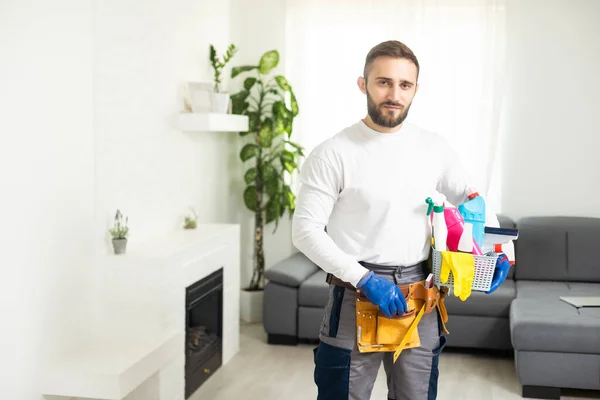 Cleaner male man workers in uniform.