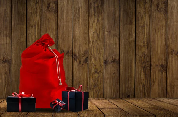 Santa Claus Red Bag Christmas Toys File Contains Path Isolation — Stock Photo, Image