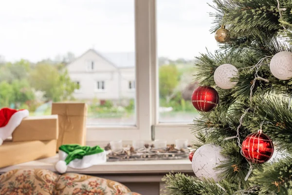 Beautifully Decorated House Christmas Tree — Stok fotoğraf