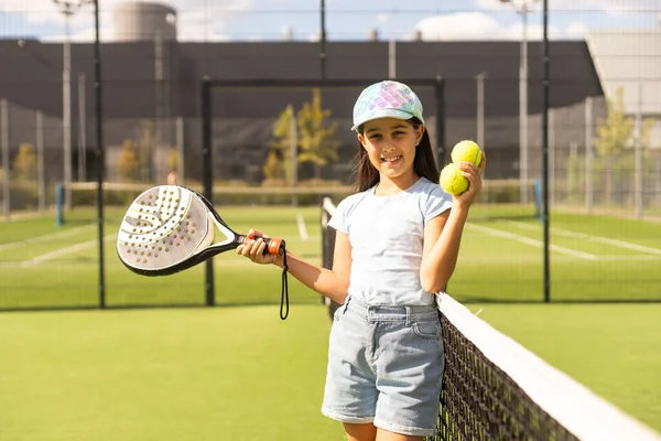 Little Girl Playing Paddle Tennis — Photo