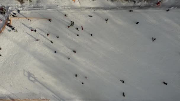 Pemandangan Drone Lereng Ski Resort Hutan Dan Ski Lereng Dari — Stok Video
